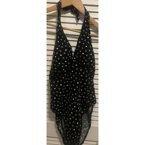 Miracle Suit Swimsuit One Piece Blue White Dots Size 14